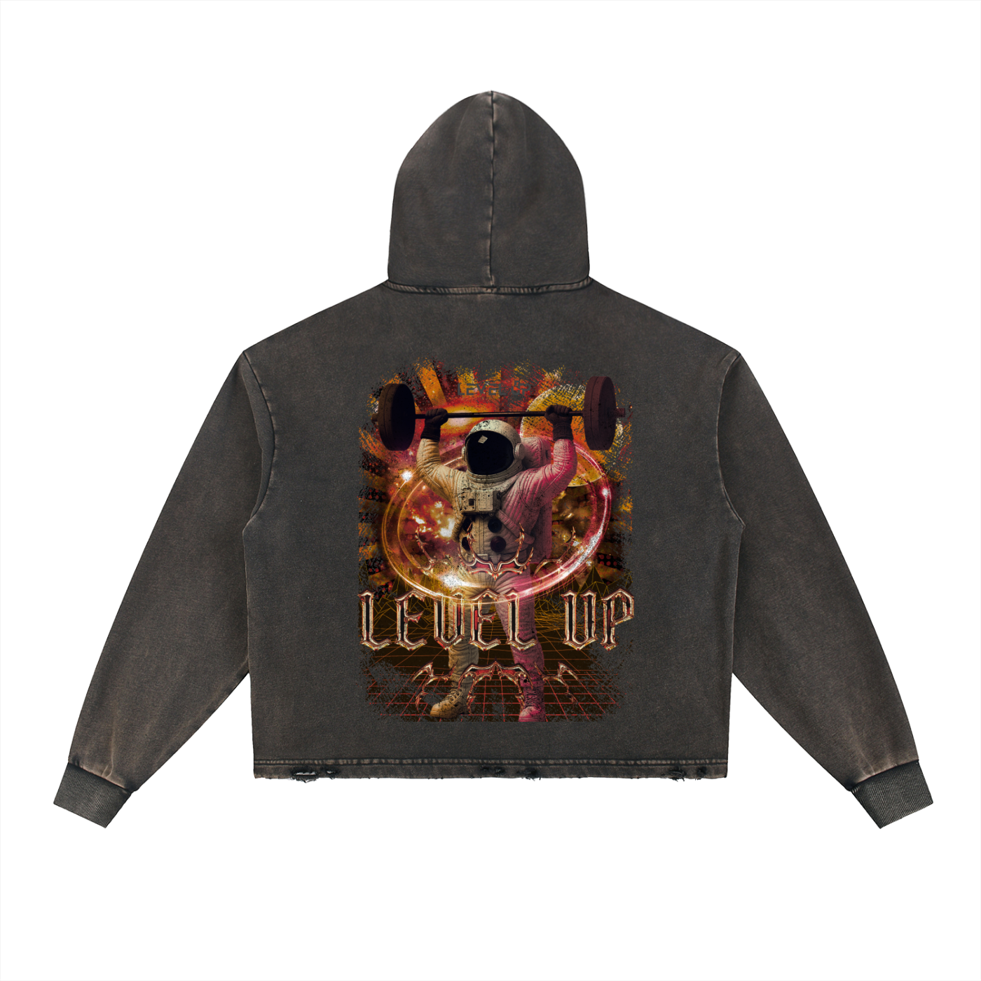 Vintage Washed Frayed-Hem Hoodie