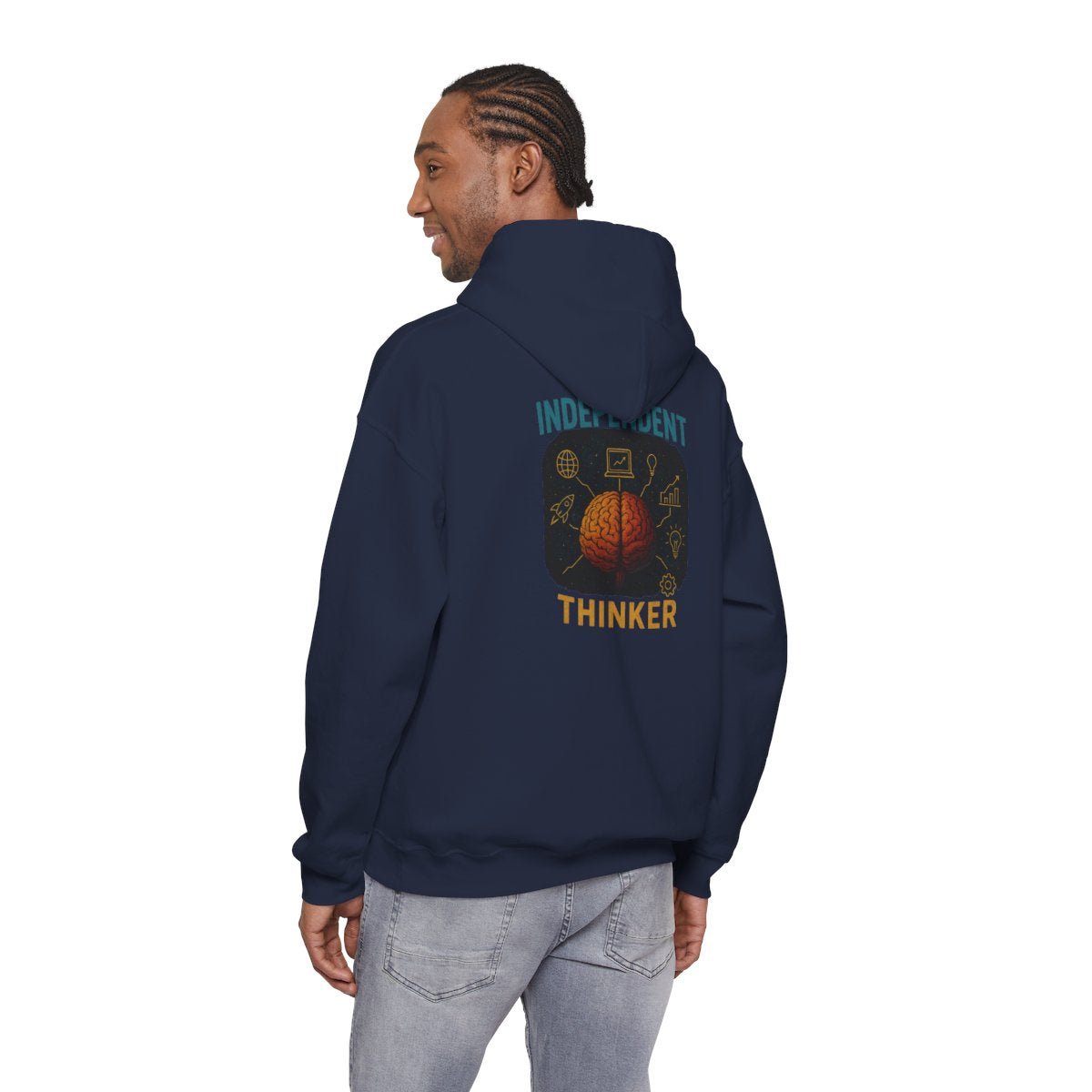 Independent Thinker Hoodie — Retro Brain Science Graphic Sweatshirt