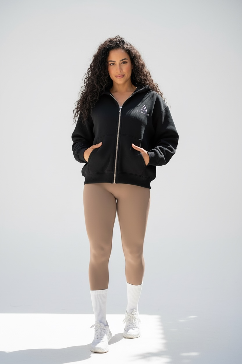 Fleece Zip-Up Boxy Hoodie