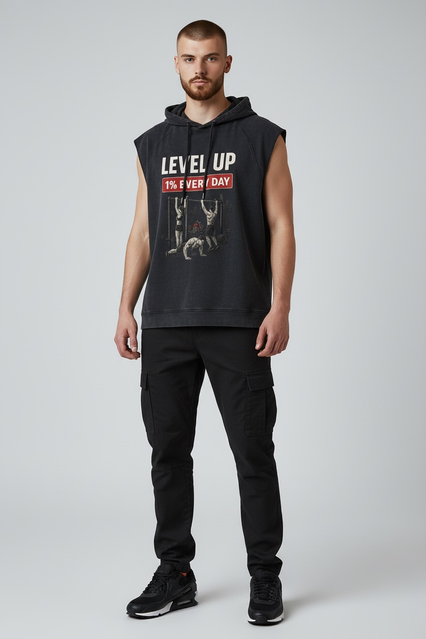 Snow Washed Sleeveless Hoodie