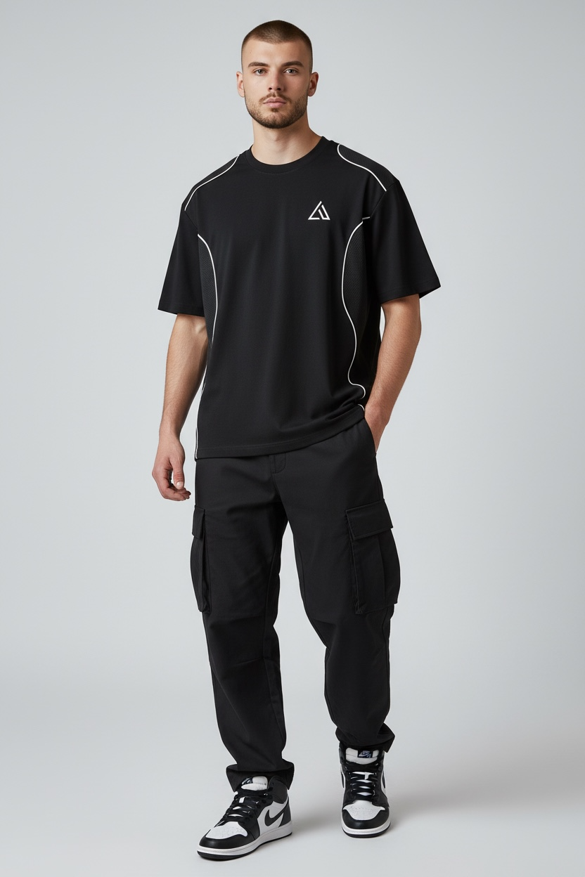 Contrast Piped Panel T-Shirt