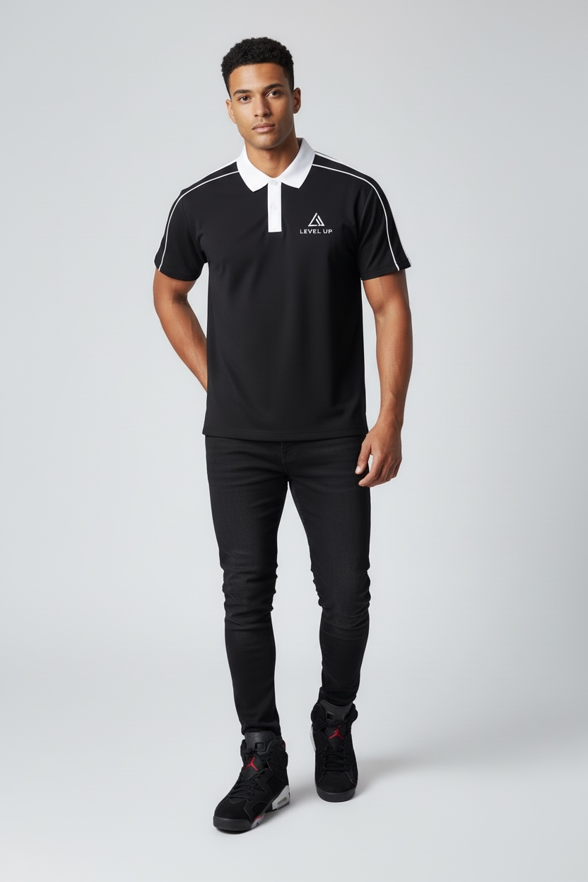 Contrast Collar Short-Sleeve Polo Shirt