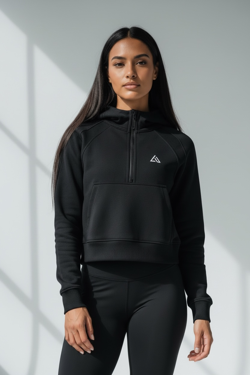 Cropped Half-Zip Hoodie